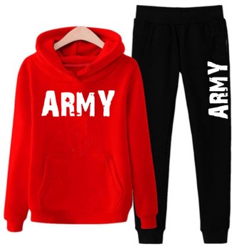 Red and Black Stylish Track Suit With Army Logo