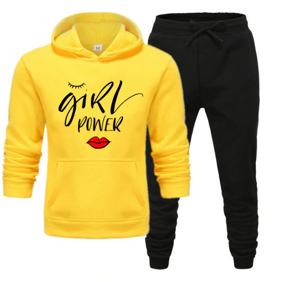 Yellow and Black Stylish Track Suit With Girl Power Logo Yellow and Black Stylish Track Suit With Girl Power Logo