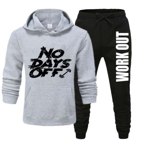 Grey and Black Track Suit With No Days Off Logo