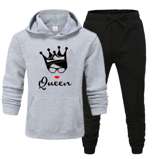 Grey and Black Stylish Track Suit With Queen Logo Grey and Black Stylish Track Suit With Queen Logo