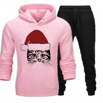 Pink and Black Stylish Track Suit With Santa Cat Logo