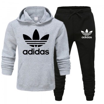 Grey and Black Stylish Track Suit With Adidas Logo