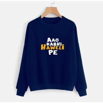 Navy Blue Sweat Shirt With Ao Kabhi Haweli Pe Logo