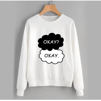 White Sweat Shirt With Okay Okay Logo