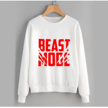 White Sweat Shirt With Beast Mode Logo