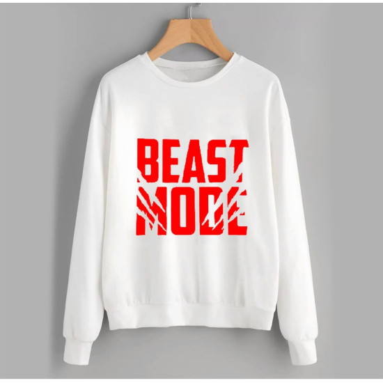 White Sweat Shirt With Beast Mode Logo White Sweat Shirt With Beast Mode Logo