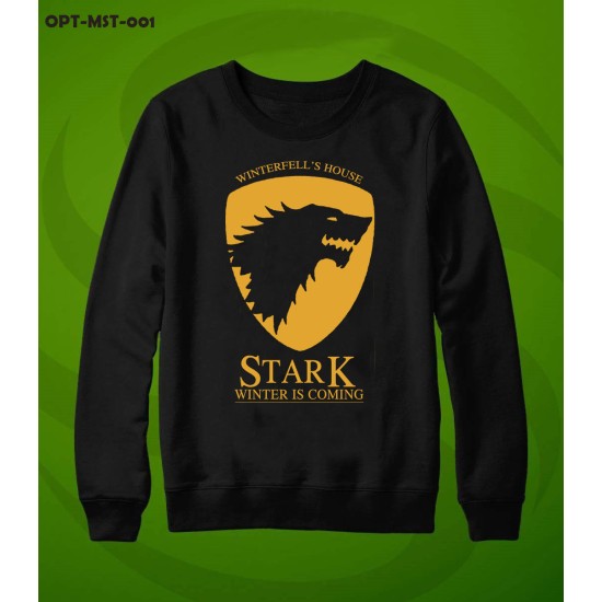 Black Sweat Shirt With Stark Winter is Coming Logo