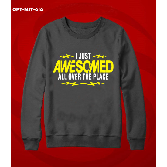 Charcoal Grey Sweat Shirt With I Just Awesomed Logo Charcoal Grey Sweat Shirt With I Just Awesomed Logo
