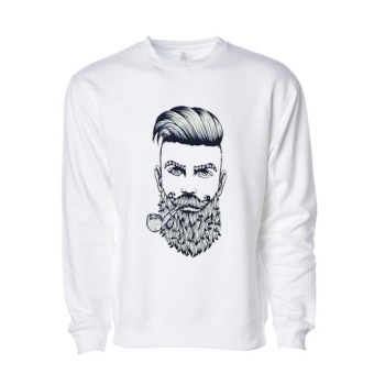 White Sweat Shirt With Beard Men Logo