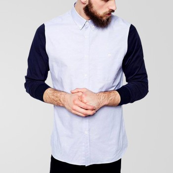 Light Blue Casual Shirt With Dark Blue Sleeve