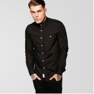 Pure Black Casual Shirt With White Button