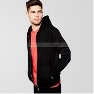 Plain Black Men's Zip Up Hoodie