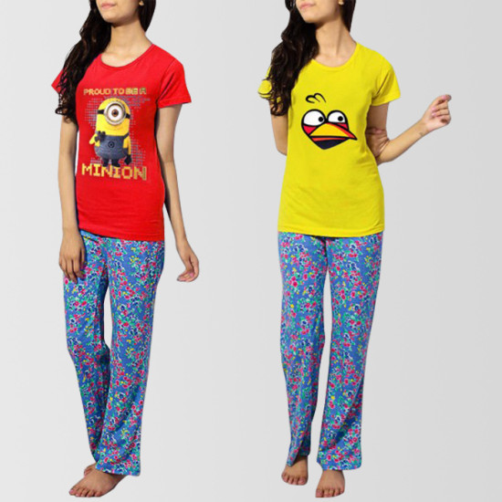 Bundle of 2 Printed T-shirt And 2 Pajama W-3 Bundle of 2 Printed T-shirt And 2 Pajama W-3
