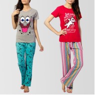 Bundle of 2 Printed T-shirt And 2 Pajama W-4