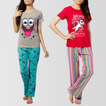 Bundle of 2 Printed T-shirt And 2 Pajama W-4