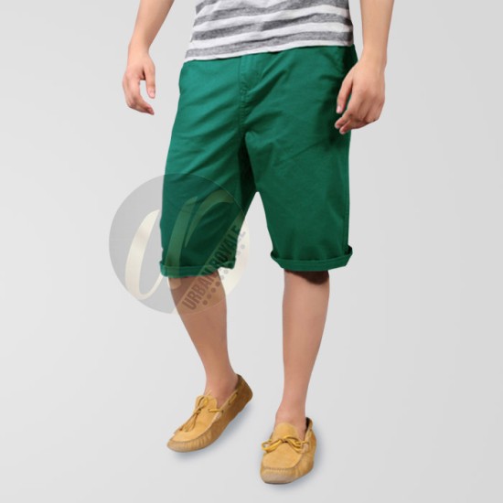 Green Casual Cotton Short