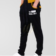 Black With Yellow Contrast Straight Fit Trouser