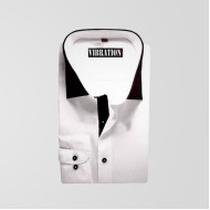 White Casual Shirt with Black Collar