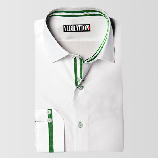White With Green Contrast Casual Shirt White With Green Contrast Casual Shirt