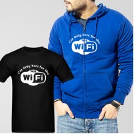 Blue Fleece Zipper Hoodie With Free Wifi T-Shirt