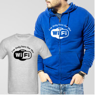 Blue Fleece Zipper Hoodie With Free Wifi T-Shirt