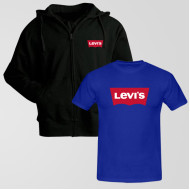 Black Zipper Hoodie With Levi's Logo T-Shirt