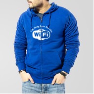 Blue Fleece Free Wifi Zipper Hoodie