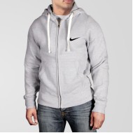 Grey Fleece Zipper Hoodie With Nike Small Logo