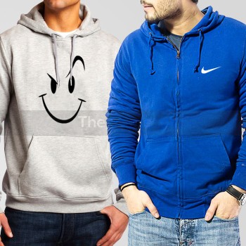 Bundle of 2 Hoodies: Grey Naughty Smile + Blue Nike