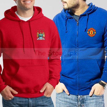 Soccer Hoodies Bundle of Two : Red Manchester City + Blue Manchester United