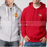 Soccer Hoodies Bundle of Two : Grey Manchester United + Red Arsenal