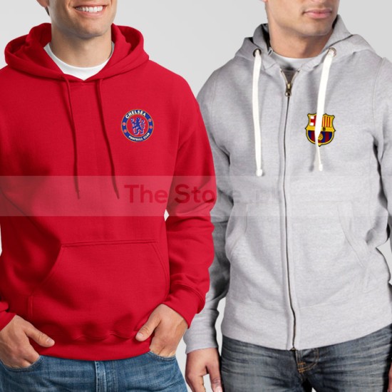 Soccer Hoodies Bundle of Two : Red Chelsea Hoodie City + Grey Barcelona