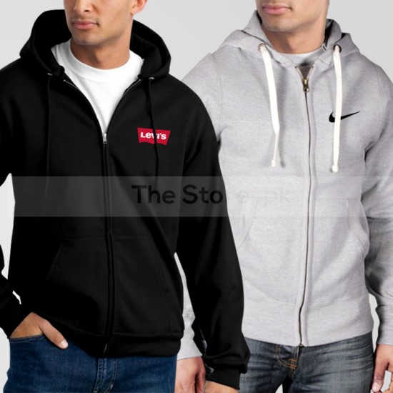 Bundle of 2 Zipper Hoodies: Black Levis + Grey Nike