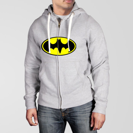 Grey Fleece Batman Zipper Hoodie Grey Fleece Batman Zipper Hoodie