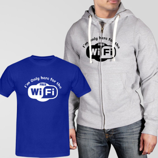 Grey Fleece Zipper Hoodie With Free Wifi T-Shirt Grey Fleece Zipper Hoodie With Free Wifi T-Shirt