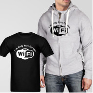 Grey Fleece Zipper Hoodie With Free Wifi T-Shirt