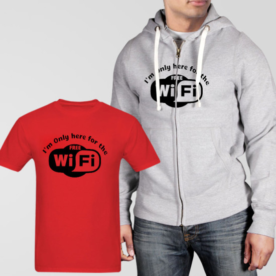 Grey Fleece Zipper Hoodie With Free Wifi T-Shirt Grey Fleece Zipper Hoodie With Free Wifi T-Shirt