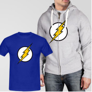 Grey Fleece Zipper Hoodie With Flash T-Shirt Grey Fleece Zipper Hoodie With Flash T-Shirt