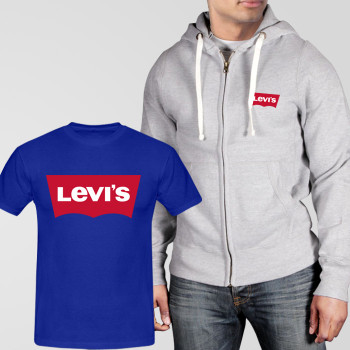 Grey Fleece Zipper Hoodie With Levis T-Shirt