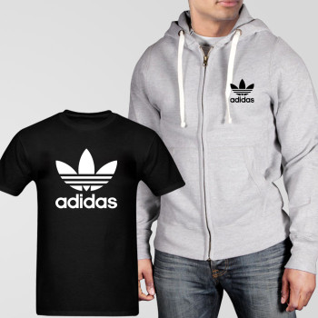 Grey Fleece Zipper Hoodie With Adidas T-Shirt Grey Fleece Zipper Hoodie With Adidas T-Shirt