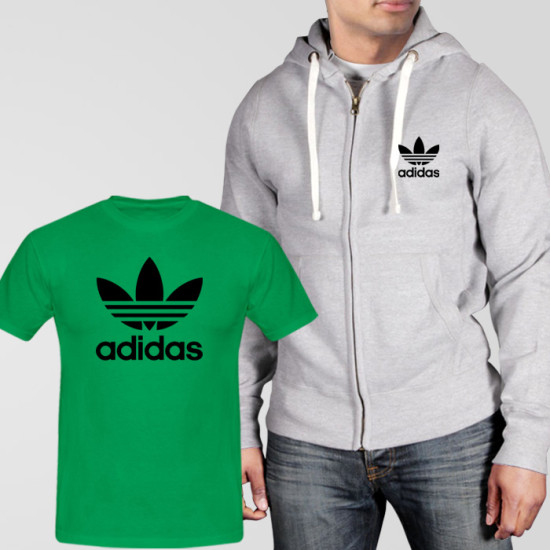 Grey Fleece Zipper Hoodie With Adidas T-Shirt Grey Fleece Zipper Hoodie With Adidas T-Shirt