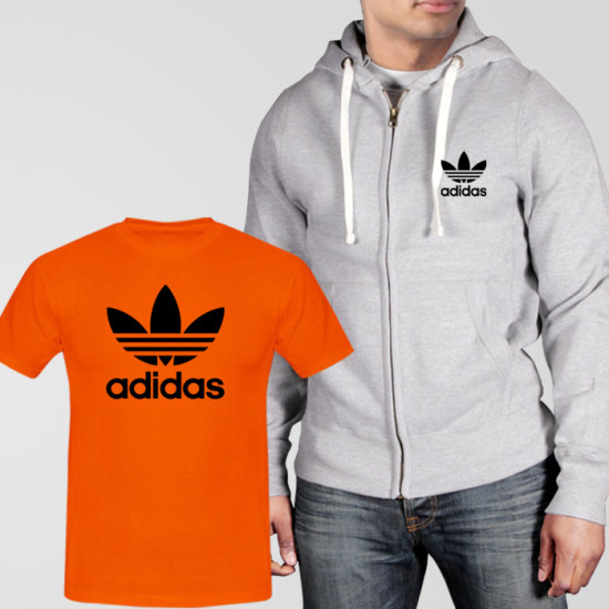 Grey Fleece Zipper Hoodie With Adidas T-Shirt Grey Fleece Zipper Hoodie With Adidas T-Shirt