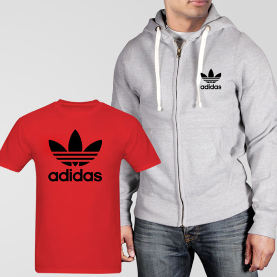Grey Fleece Zipper Hoodie With Adidas T-Shirt Grey Fleece Zipper Hoodie With Adidas T-Shirt