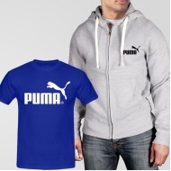 Grey Fleece Zipper Hoodie With Puma T-Shirt