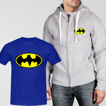 Grey Fleece Zipper Hoodie With Bat Man T-Shirt