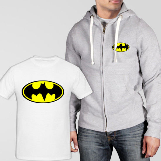 Grey Fleece Zipper Hoodie With Bat Man T-Shirt Grey Fleece Zipper Hoodie With Bat Man T-Shirt