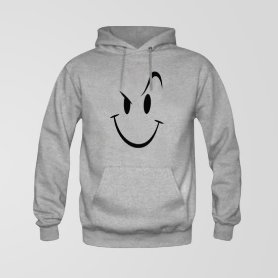 Grey Fleece Naughty Smile Hoodie Grey Fleece Naughty Smile Hoodie