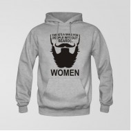 Grey Fleece Beared Women Hoodie