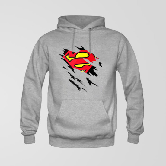 Grey Fleece New Superman Hoodie Grey Fleece New Superman Hoodie