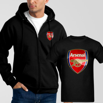 Black Fleece Zipper Hoodie With Arsenal T-Shirt Black Fleece Zipper Hoodie With Arsenal T-Shirt